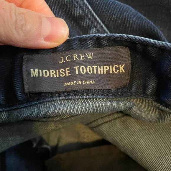 J. Crew Mid Rise Toothpick Black Blue Colorblock Denim Jeans Skinny Stretch 27 - Picture 6 of 11